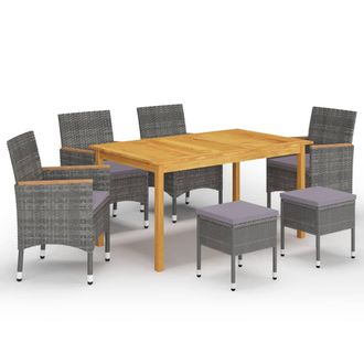 vidaXL Juego De Comedor De Jard&iacute;n De 7 Piezas Gris Vidaxl