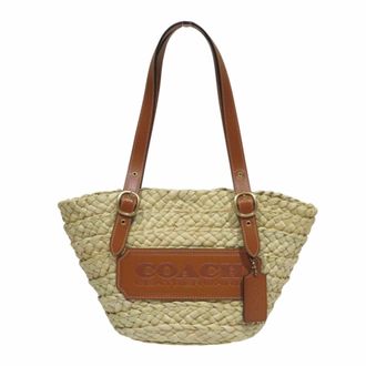 Coach Brown Straw Leather Tote Bag (Pre-Owned)