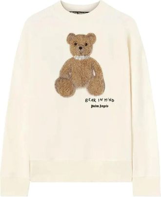 Palm Angels Heren, Sweatshirts & Hoodies, Wit, Maat: XL Katoen
