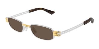 Bottega Veneta BV1381S 001 Mens Sunglasses Silver Size 50