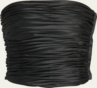 Giorgio Armani Strapless Ruched Bustier Silk Top