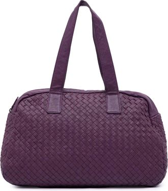Bottega Veneta Pre-owned Womens Intrecciato Woven Leather Tote - Purple - One Size