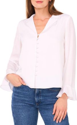 1.State Button Front Long Sleeve Top in Ultra White at Nordstrom Rack, Size Xx-Small