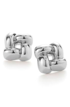 JENNY BIRD Small Woven Square Earrings in High Polish Silver at Nordstrom