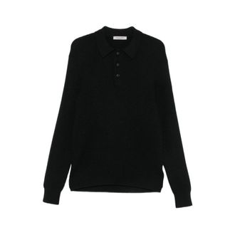 La Fileria Wafelgebreid poloshirt - Heren - Truien - Zwart - Maat: XL Zijde