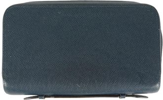 Louis Vuitton Taiga Navy Blue Taiga Leather Long Wallet (Bi-Fold) (Pre-Owned)