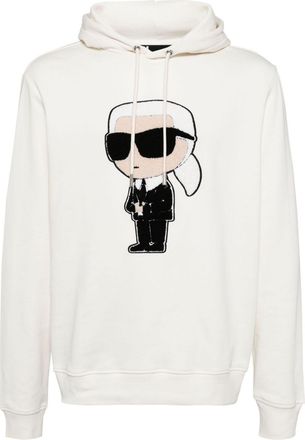 Karl Lagerfeld patch hoodie - men - Organic Cotton - L - White