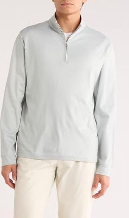 David Donahue Stripe Quarter Zip Pullover Sweater in White/Sage at Nordstrom Rack, Size Xx-Large