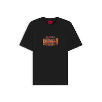 HUGO BOSS Cotton-jersey T-shirt with printed artwork