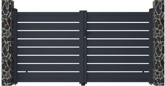 Vente-Unique Vente-unique - Cancello a battente L305 x H166 cm in Alluminio - Antracite - primo