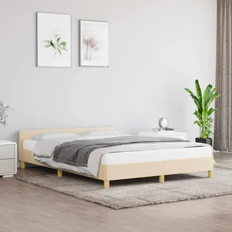 vidaXL Cama Sin Colch&oacute;n Tela Color Crema 140x190 Cm Vidaxl