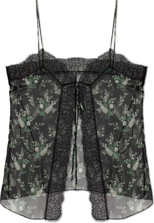 Dolce & Gabbana Zijden Top met Bloemmotief - Dames - Tops zonder mouwen - Zwart - S - Katoen - Tops
