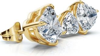 Pompeii3 3Ct Heart Cut Toi et Moi Diamond Earrings 14k Gold Lab Grown