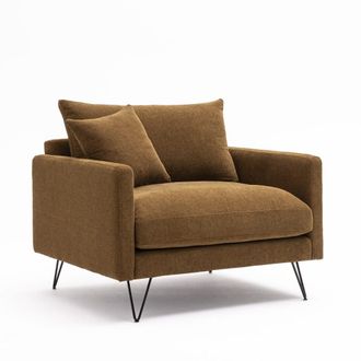 DRAWER Sill&oacute;n XL de tela con patas de metal negras - Bronce