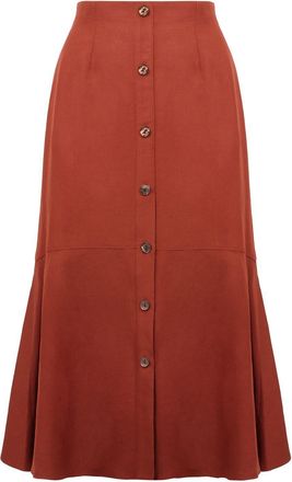 Agnona Womens A-line Midi Skirt - Brown Linen - Size EU 36 (Womens)