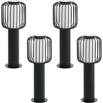 Loops 4 PACK IP44 Outdoor Pedestal Light Black Steel 1x 28W E27 Wall Gate Lamp