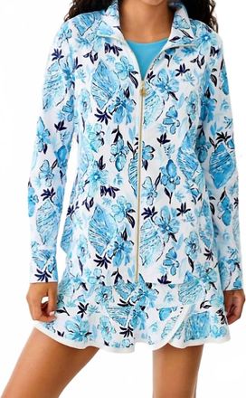 Lilly Pulitzer Leona Upf 50+ Zip-Up Jacket In Resort White Seashell Splendor