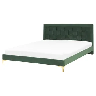 Beliani Beliani - Cama Con Somier De Terciopelo Verde Oscuro 160 X 200 Cm Cabecero Patas Limoux