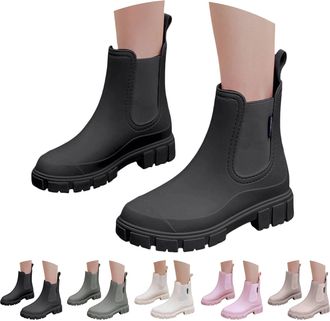 Generic Ankle Rubber Wellies Women Short Wellies Women Garden Shoes Welly Boots Non Slip Detachable With Cotton Inside Rain Boots