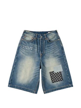 Evisu ht Fabric Patch Denim Shorts