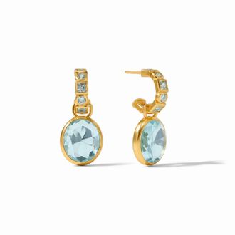 Julie Vos Womens Jolie Hoop & Charm Earring In Aquamarine Blue