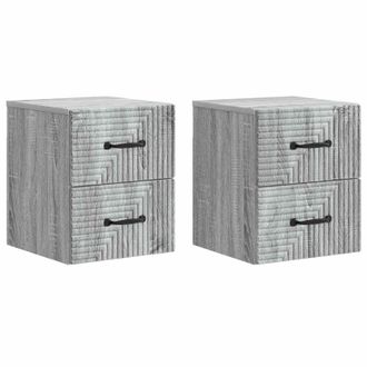 vidaXL Mesita De Noche De Pared 2 Pcs Gris Sonoma 34,5 X 33 X 40 Cm Vidaxl