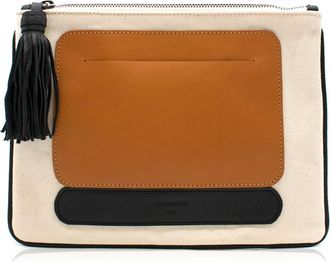 Zeus + Dione Leather & Canvas Clutch Bag