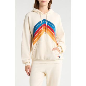 Aviator Nation Mountain Stitch Chevron Hoodie in Vintage White at Nordstrom, Size X-Small