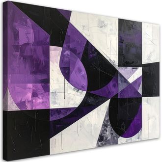 Feeby Cuadro En Lienzo, Abstracci&oacute;n Geom&eacute;trica En Violeta, 120x80