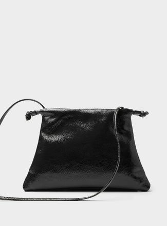 Simons Womens Patent leather trapezoidal evening bag Exclusive collection from Italy