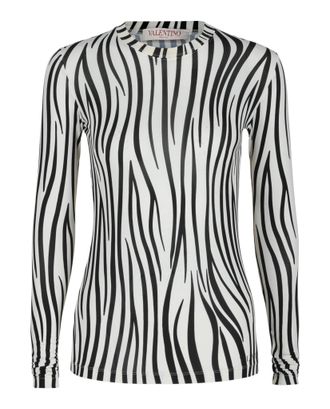 Valentino Zebra Print Long-Sleeve Top