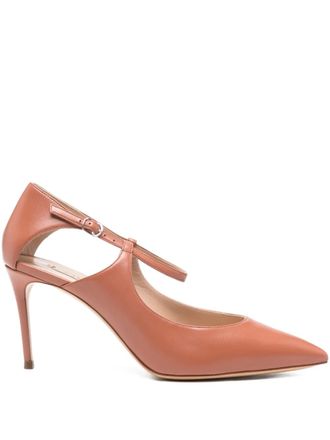 Casadei 80mm cut-out strap pumps - Brown