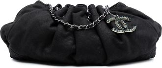 Chanel Black Drawstring Jersey Melrose Cabas