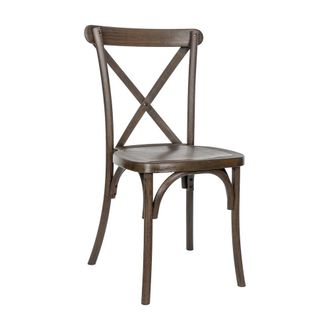 Flash Furniture HERCULES Commercial Dark Brown Wood Look Stackable Resin Cross Back Chair