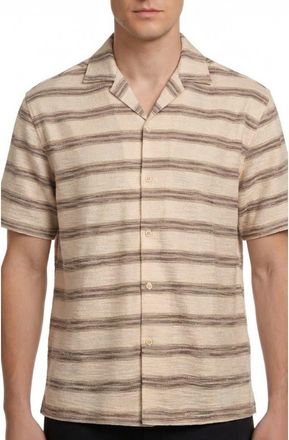 Report Collection Textured Knit Camp Shirt in 10 Brown at Nordstrom Rack, Size X-Large