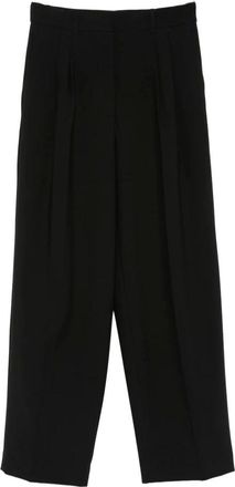 Calvin Klein Broeken, Dames, Zwart, 3Xs, Perfect Wide Leg Pleated Broeken