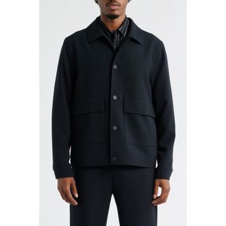 Open Edit Twill Jacket in Black Caviar at Nordstrom, Size Large