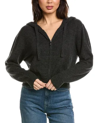 Brodie Cropped Zip Up Wool & Cashmere-Blend Hoodie