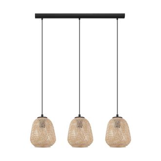 Loops Hanging Ceiling Pendant Light Round Wicker Shade 3 x 40W E27 Kitchen Island