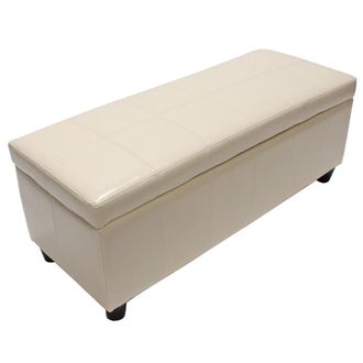 Hhg Nunca Usado] Asiento De Banco Con Almacenamiento Kriens Cuero + Imitaci&oacute;n De Cuero 112x45x45cm Mvg-certificado, Crema