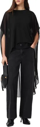 AllSaints Jamie Sheer High Low Top in Black at Nordstrom, Size 8 Us