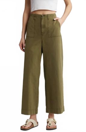 LE JEAN Utility Trouser Wide-Leg Pants In Olive