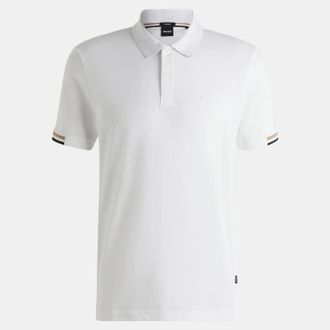 HUGO BOSS Herenpolo Boss Parlay 147 met rubberen logo in wit