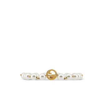 Gucci Pearl Gold-tone Logo Bracelet