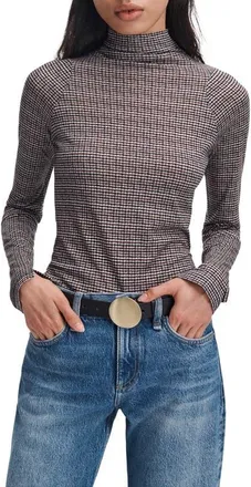 Rag & Bone Shaw Paneled Plaid Turtleneck T-Shirt in Redmt at Nordstrom, Size X-Small