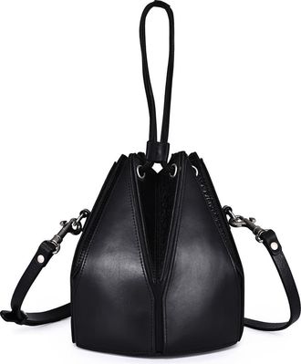 OLD TREND Prism Small Convertible Leather Bucket Crossbody in Black at Nordstrom