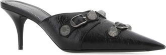 Balenciaga Womens Cagole Mule Black Lamb Heels