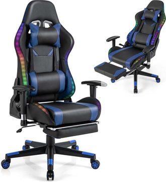 Costway Costway - Silla Gaming, Silla Gamer con Luces led rgb, Silla de Oficina Ergonómica con Altura Ajustable, Respaldo y Reposabrazos, Reposapiés