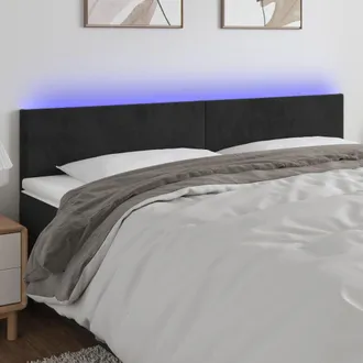 vidaXL Cabecero Con Led De Terciopelo Negro 160x5x78/88 Cm Vidaxl