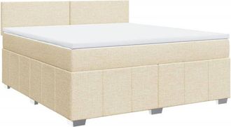 vidaXL Vidaxl - Cama box spring con colchón tela color crema 180x200 cm